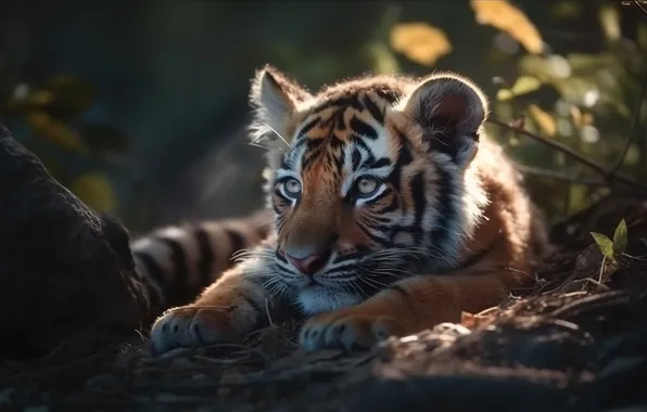 Look, light, nature, tiger, portrait, legs, baby, lies