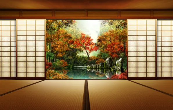 Picture autumn, Japan, door
