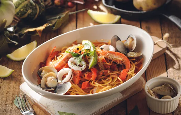 Dish, shrimp, shellfish, pasta