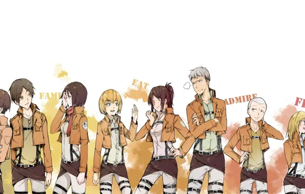 Girls, art, guys, characters, Shingeki no Kyojin