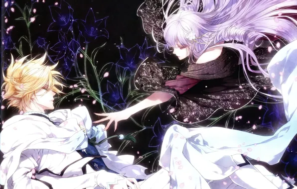 Girl, the game, anime, art, Hands, guy, Queen of the Flowers