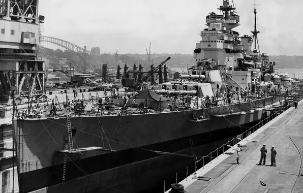 Sydney, Doc, ship of the line, 1945, HMS King George V, The Royal Navy of …