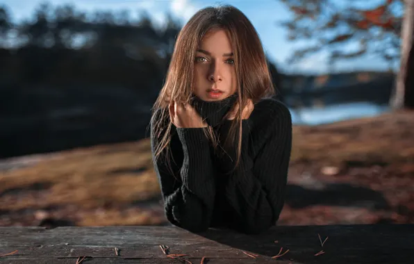 Look, the sun, landscape, model, portrait, makeup, hairstyle, brown hair