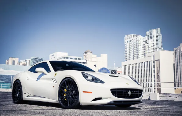 White, the fence, CA, Parking, Ferrari, white, Ferrari, California