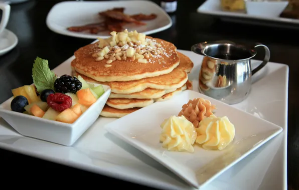 Picture Breakfast, fruit, pancakes, pancakes, pancakes