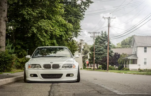 White, street, BMW, BMW, before, white, tuning, E46