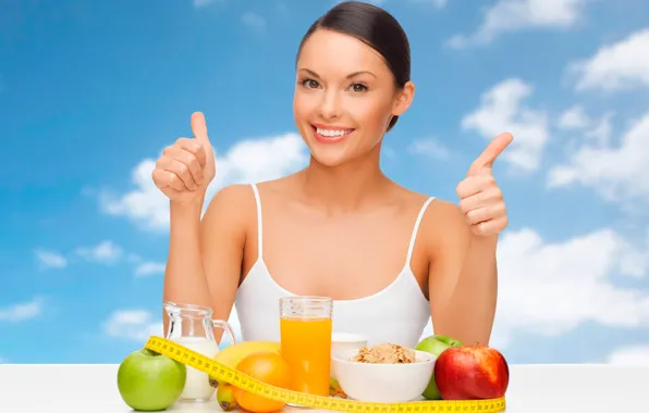 White, the sky, clouds, glass, smile, background, mood, apples