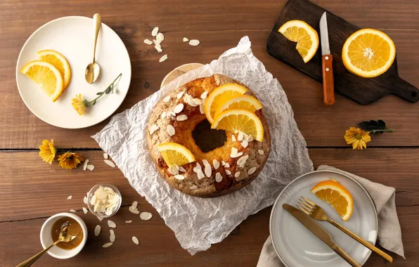 Lemon, pie, plates, pieces, cakes, cupcake