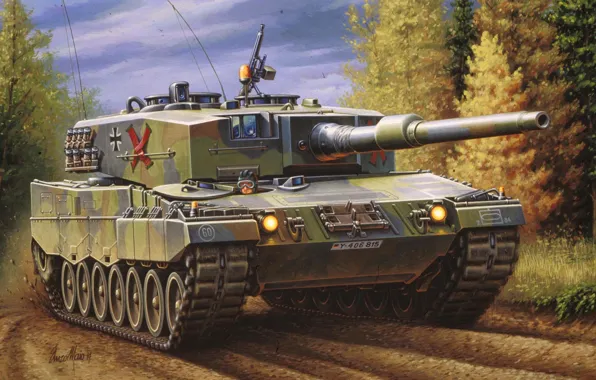 Picture war, art, tank. german tanks, paiting, leopard 2 a4