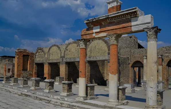 Italy, ruins, architecture, column, Pompeii, excavations