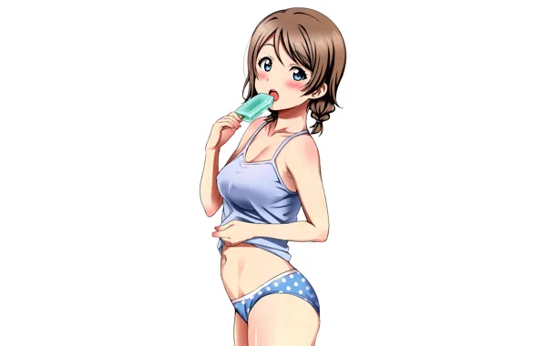 Picture girl, sexy, lingerie, cleavage, blouse, panties, boobs, anime