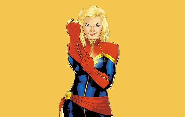 Picture look, background, blonde, costume, Marvel Comics, Ms Marvel