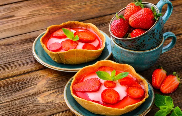 Picture berries, strawberry, cake, basket, fresh, dessert, sweet, strawberry