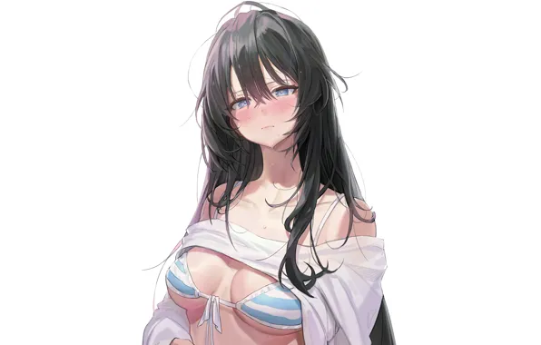Picture girl, sexy, wet, cleavage, long hair, boobs, anime, beautiful