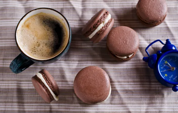 Picture coffee, cookies, Cup, cream, dessert, coffee cup, cookies, macaron