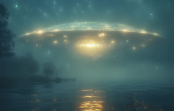 Nature, fog, future, fiction, UFO, haze, spaceship, the futuristic