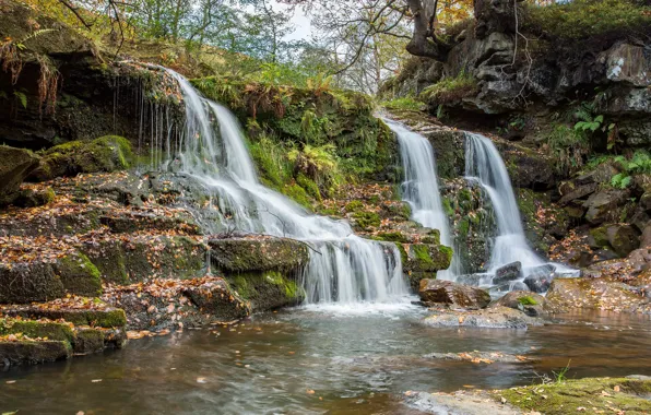 Picture stones, England, waterfall, Goathland