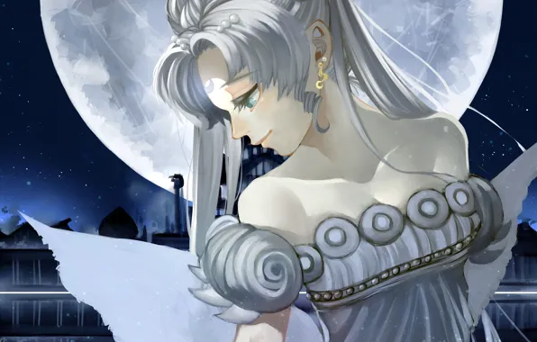 Girl, the moon, art, Sailor Moon