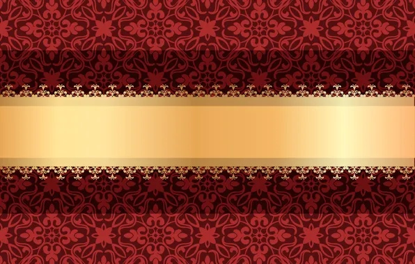 Red, background, vector, texture, ornament, gold ribbon