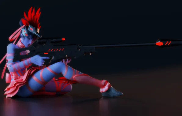 Girl, dress, mask, Blizzard, sniper rifle, Overwatch, Widowmaker, amélie lacroix