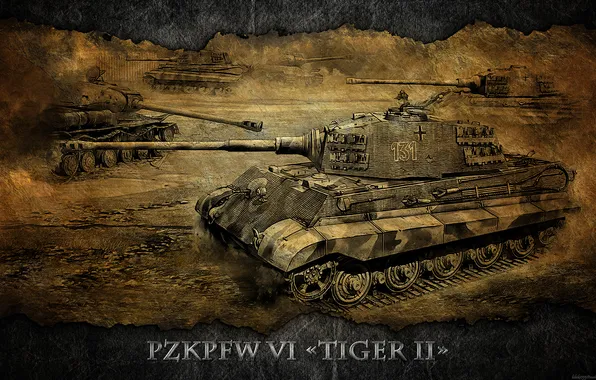 Picture Germany, art, tank, tanks, WoT, tiger 2, World of Tanks, Tiger 2