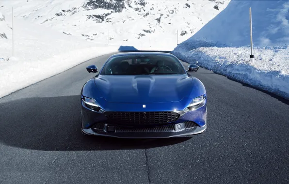 Ferrari, Blue, Ferrari, Blue, Front, Supercar, Supercar, The front