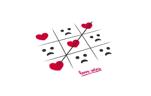 Picture hearts, the game, TIC-TAC-toe, wins love