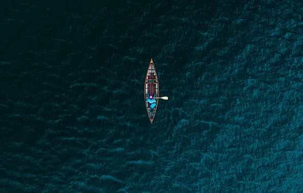Water, river, boat, fisherman, the view from the top, water, boat, view from above