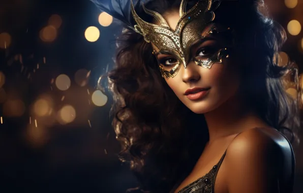 Picture look, girl, lights, smile, the dark background, Shine, new year, portrait
