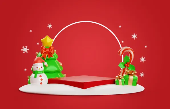 Balls, snowflakes, rendering, star, round, frame, Christmas, cane