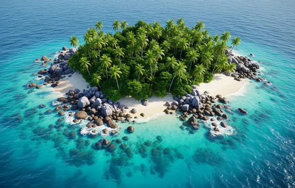 Tropics, the ocean, Wallpaper, island, art, wallpaper, ocean, art