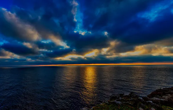 Sea, clouds, sunset, horizon, The Mediterranean sea