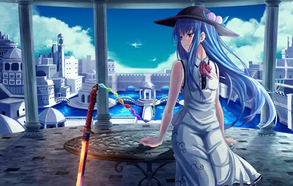 Girl, sword, art, touhou, hinanawi tenshi