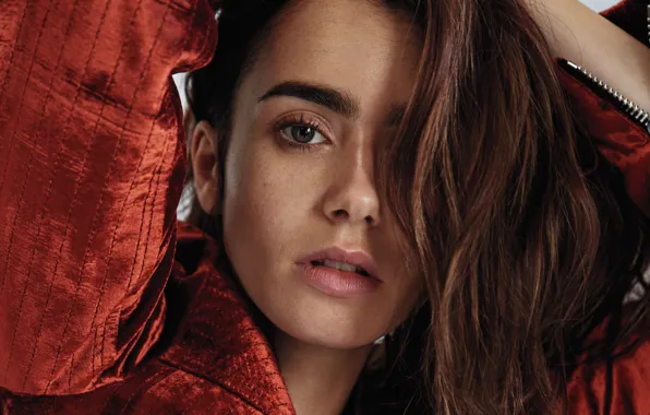 Face, portrait, actress, Lily Collins