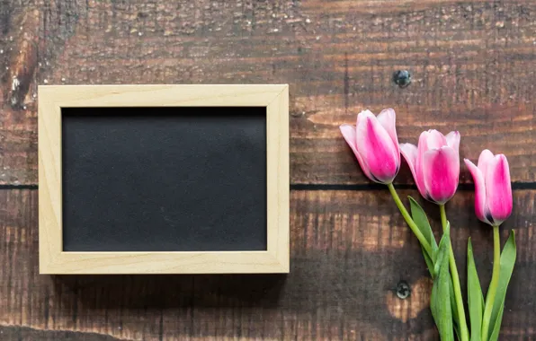 Picture flowers, frame, tulips, love, March 8, wood, pink, romantic