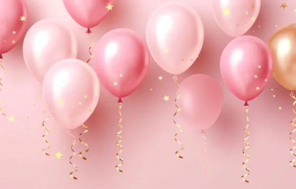 Balls, balloons, holiday, balls, Shine, Christmas, New year, pink