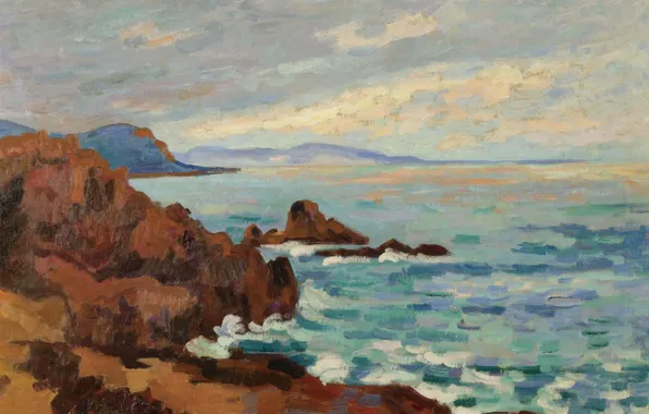 Sea, rocks, picture, Arman Hyomin, Armand Guillaumin, The West. Trayas-Agay
