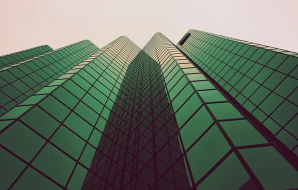 Picture glass, green, Home, skyscrapers, reflect