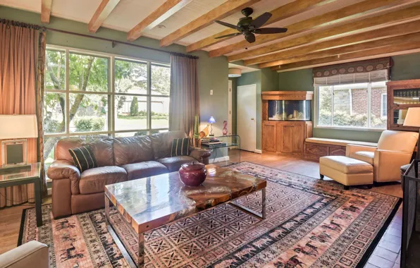 Design, style, aquarium, interior, fireplace, library, Washington, living room