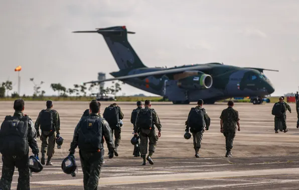 Picture FAB, Embraer, KC-390, paratroopers, military aircraft, Force Air Brazilian, Brazilian Air Force