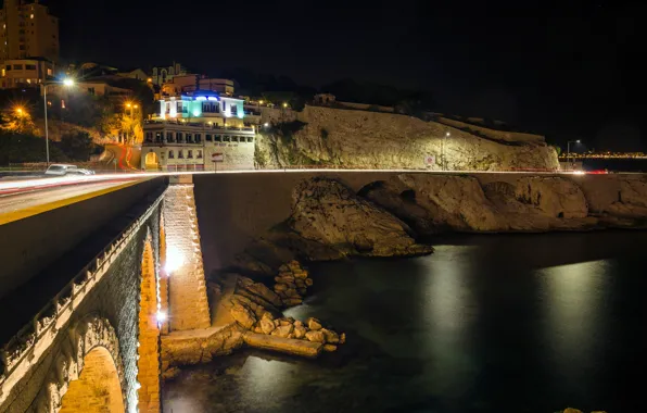 Picture night, lights, France, Marseille