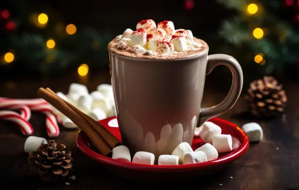 Christmas, candy, mug, Cup, sweets, New year, drink, dessert