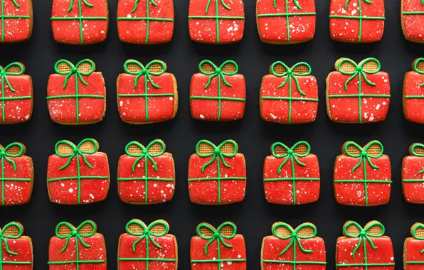 Texture, cookies, Christmas, gifts, New year, figures, glaze, design
