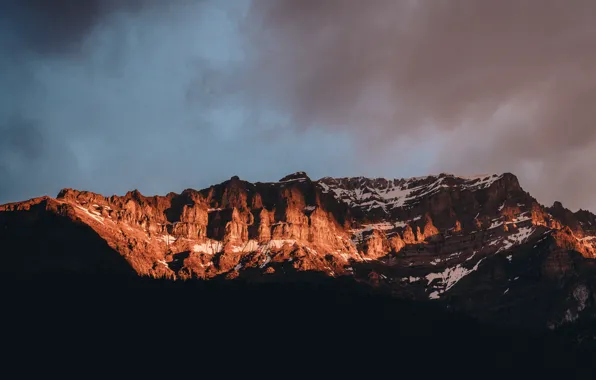 Picture the sky, clouds, snow, trees, mountains, nature, rocks, Canada