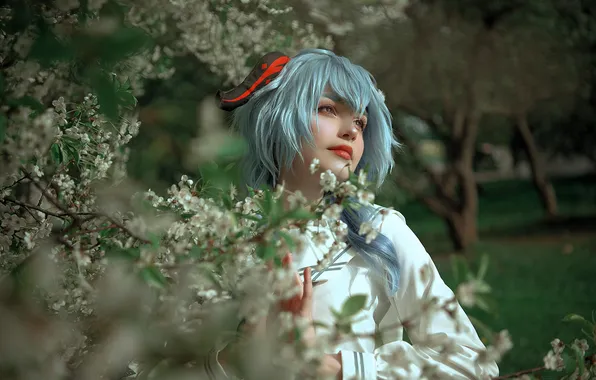 Tree, spring, garden, costume, outfit, horns, image, flowering