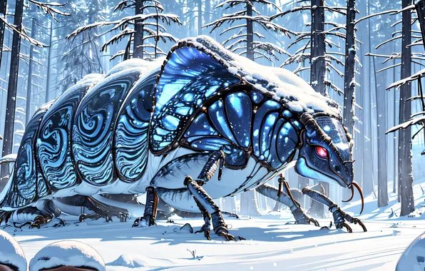 Snow, nature, beetle, fantasy