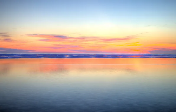 Picture sea, beach, the sky, reflection, mirror, horizon, twilight