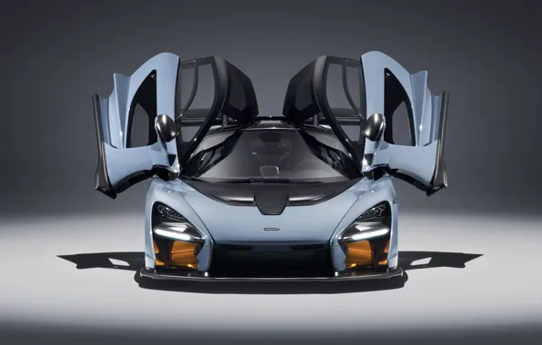 McLaren, supercar, front view, 2018, Senna, Victory Grey