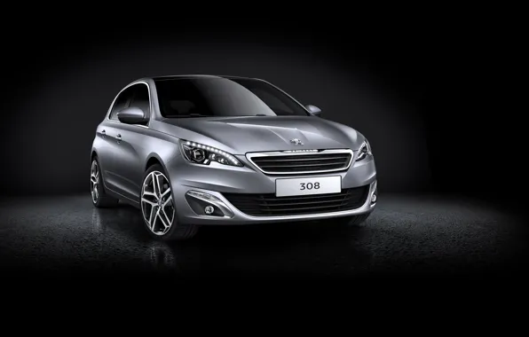Black background, Peugeot 308, hatchback