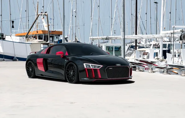 Audi, Auto, Pier, Yachts, Machine, Mast, Car, Render